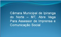 Câmara Municipal Abre Vaga Para Assessor de Imprensa e Comunicação Social