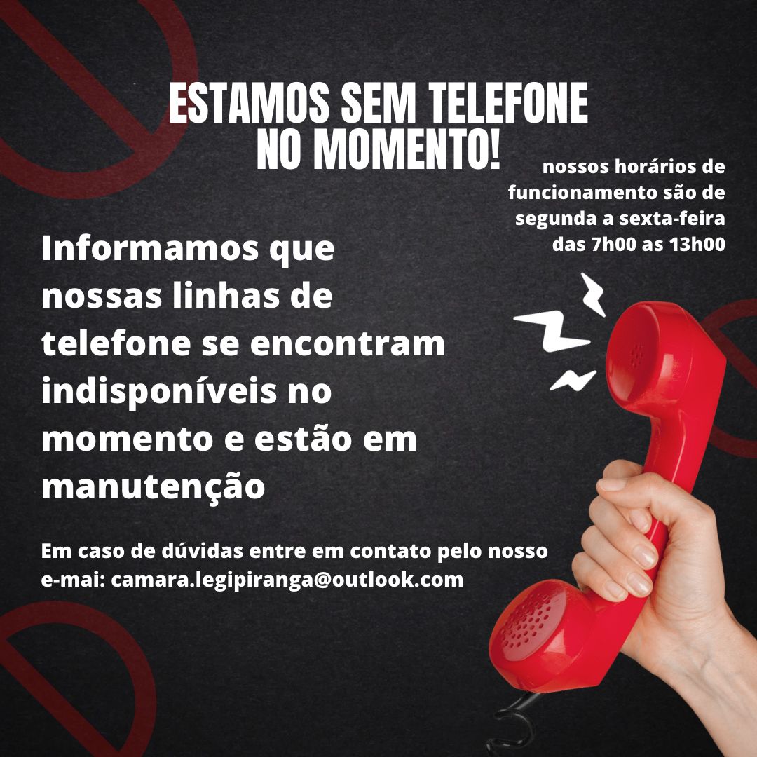 INFORMAMOS QUE NOSSAS LINHAS TELEFÔNICAS SE ENCONTRAM INDISPONÍVEIS NO MOMENTO E EM MANUTENÇÃO