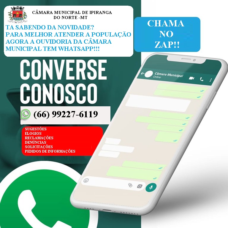 CÂMARA MUNICIPAL  AMPLIA CANAL DE ATENDIMENTO A POPULAÇÃO E AGORA A OUVIDORIA TEM WHATTS APP