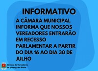 INFORMATIVO - RECESSO PARLAMENTAR